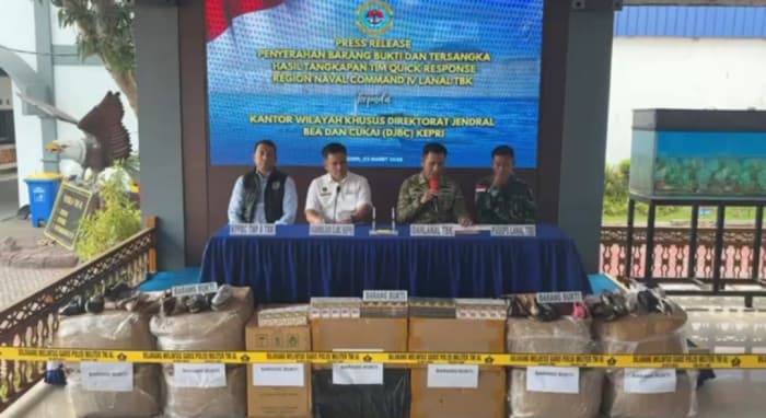 Lanal Tanjung Balai Karimun Gagalkan Penyelundupan 211 Ribu Rokok Ilegal