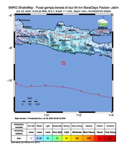 Waspada, Gempa Magnitudo 5,7 Guncang Pacitan